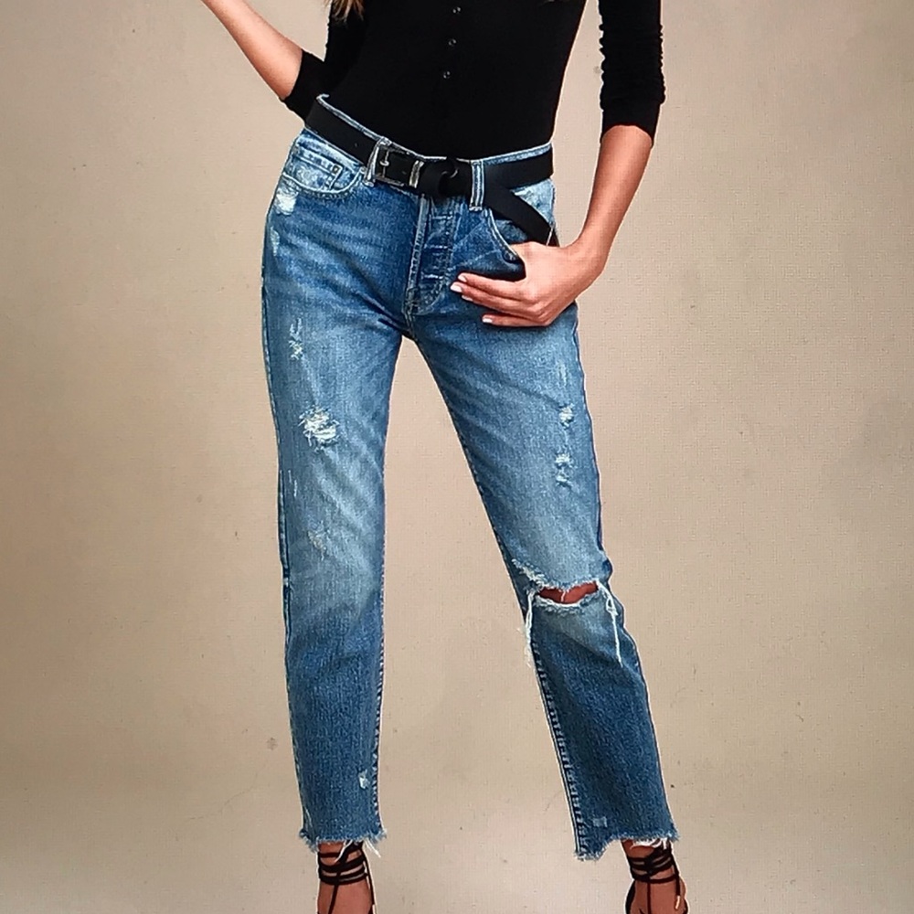 Pistola Abbi Médium wash distressed jeans